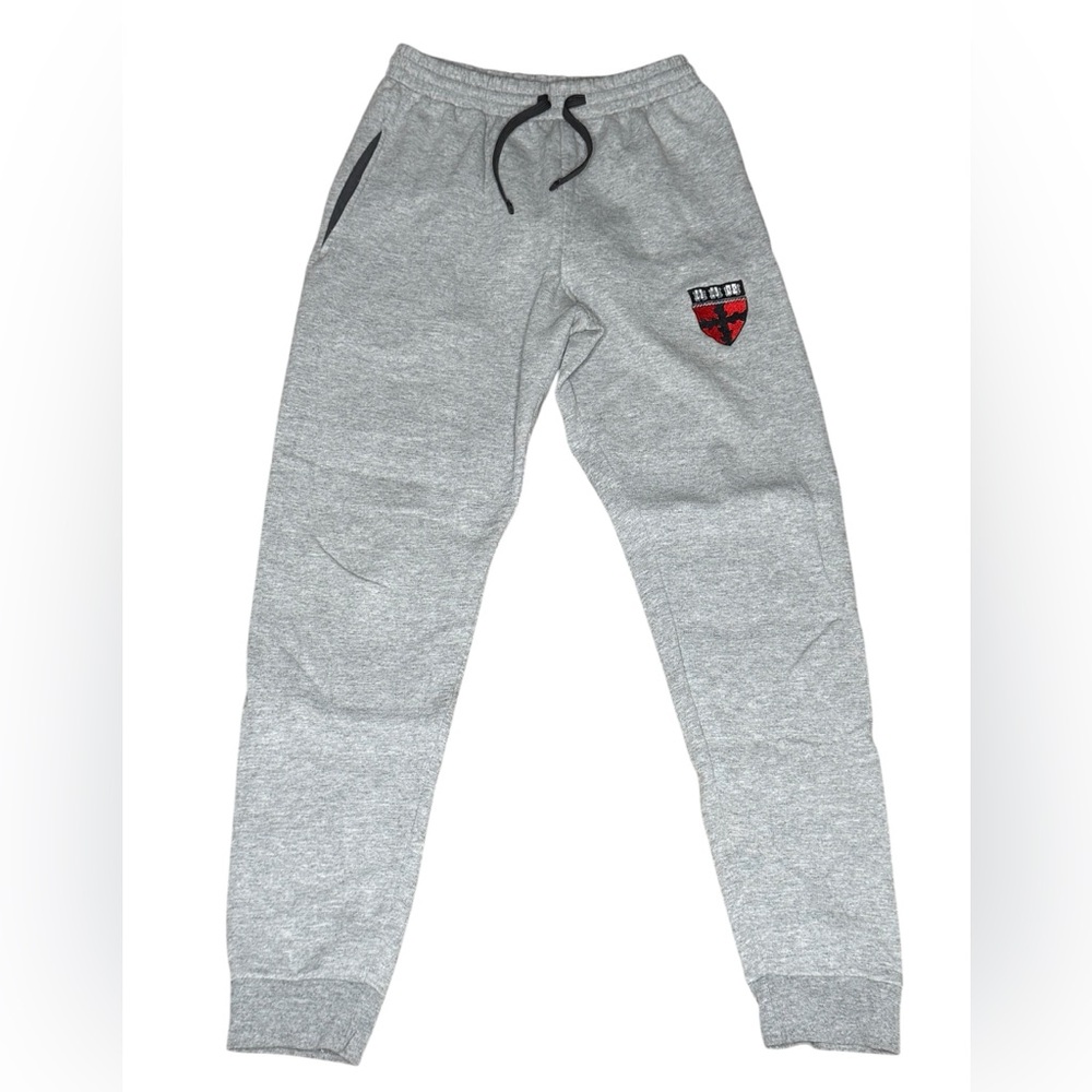 Gray Athletic Sweatpants slim fit size small with Red Harvard Patch VERITAS